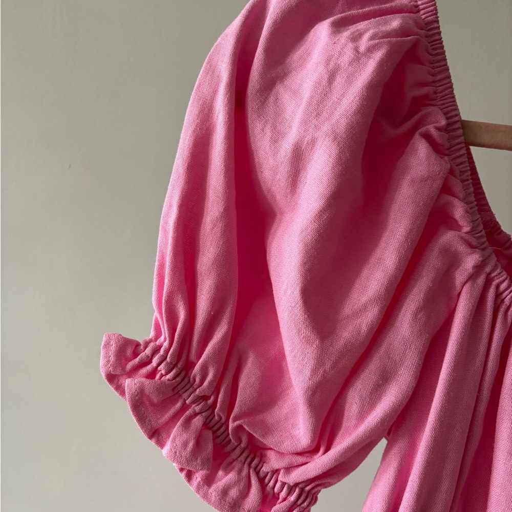 Romantic Pink Linen Dress - Picture 4 of 5